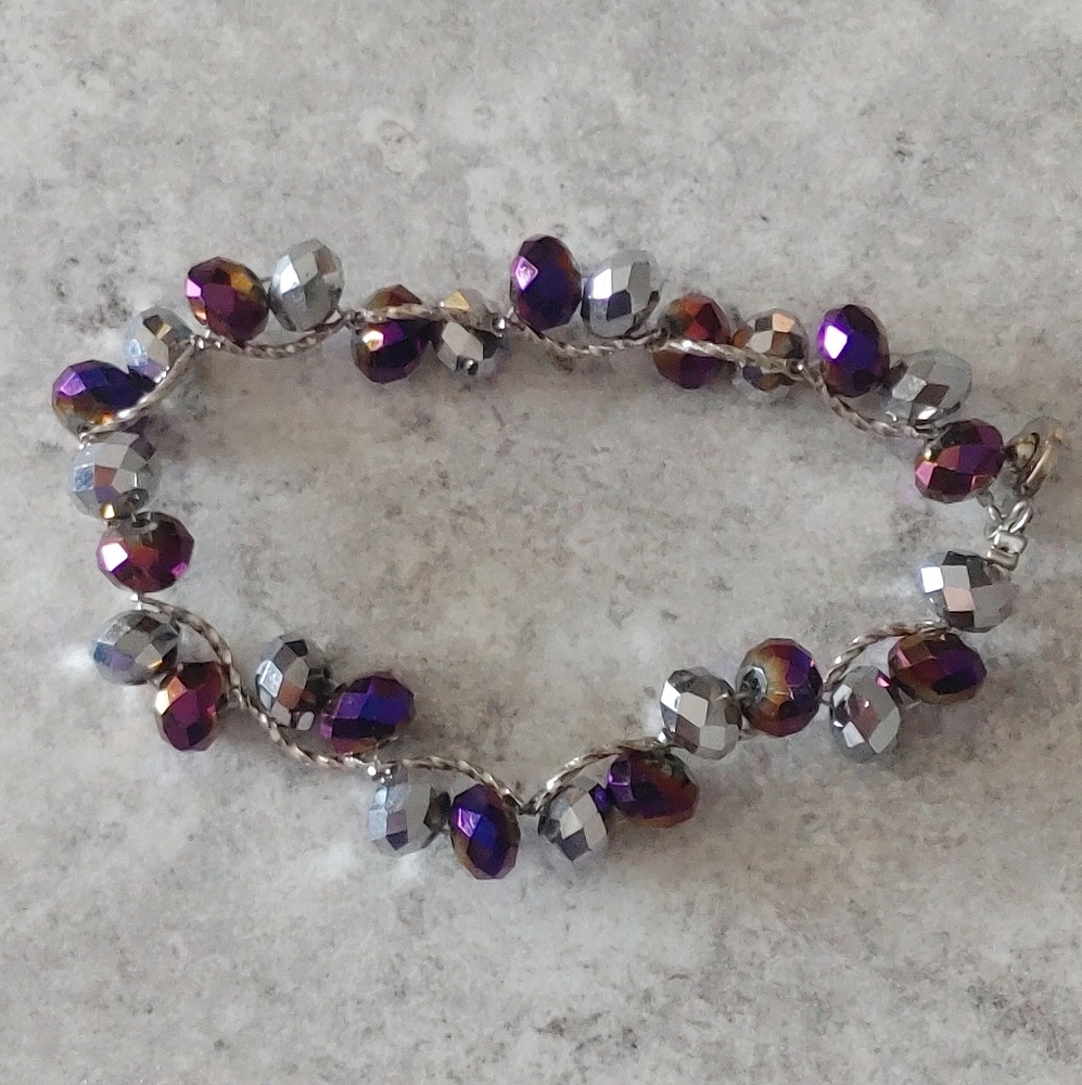 Vintage Teng Yue Signed Iridescent Aurora Borealis Bracelet